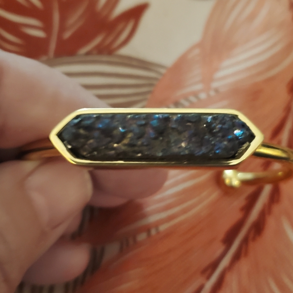 Kinsley Armelle Raven Quartz Gold Ion Plated Stainless Steel Bracelet